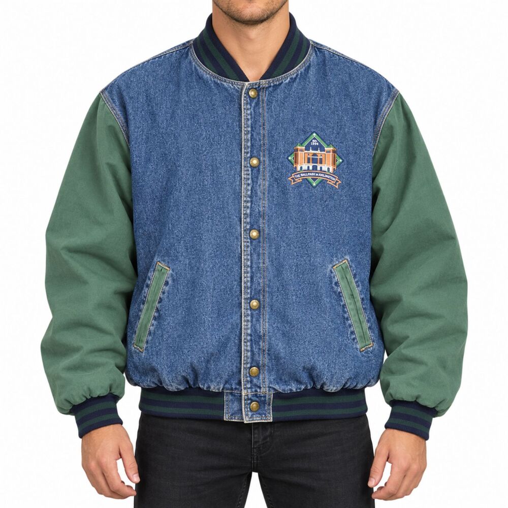 Boa Authentic Denim Men’s The Ballpark in Arlington Varsity Jacket | Size Large